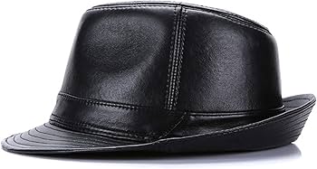 Black Leather Hat for Men Vintage Sheepskin Leather Hat Classic